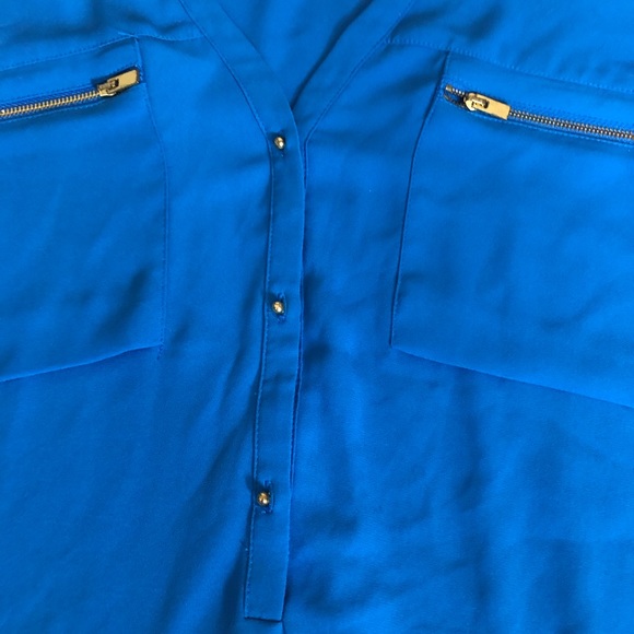 Express blue button down blouse - Picture 4 of 8